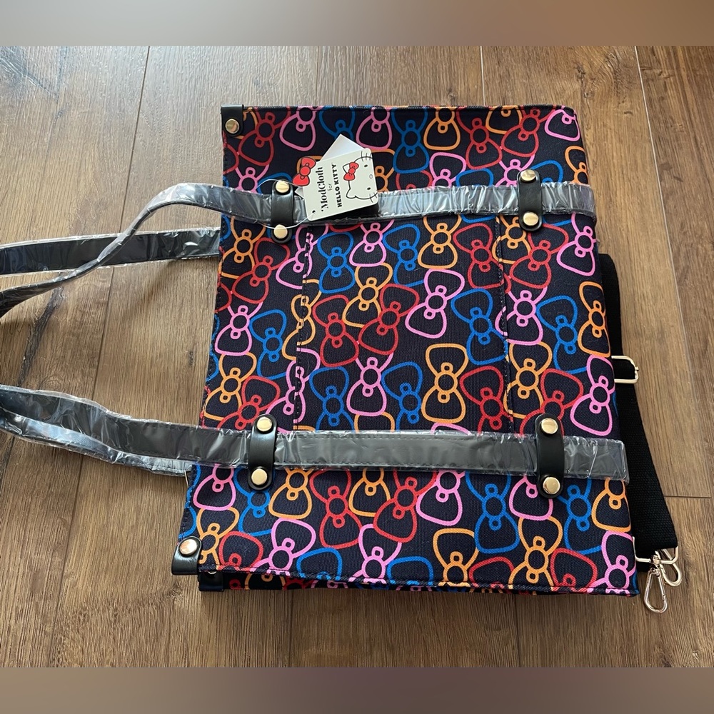 HELLO KITTY (ModCloth)-NWT Large Canvas Bow Briefcase/Shoulder Tote with Strap - Picture 9 of 15